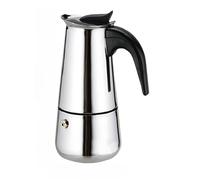 A2ZWORLD Cafetera de acero inoxidable, color plateado, mango antiquemaduras, compatible con hornillo eléctrico y de gas, no inducción (4 tazas 15,5 x 9 cm)