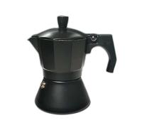 A2ZWORLD Cafetera Moka de Aluminio, Antideslizante y Resistente, Negra, Capacidad 3 o 6 Tazas (3 TAZAS)