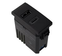 A2ZWORLD Enchufe USB Dual, Cargador USB 2 Puertos, Compatible Con Bticino Living, Compatible Con Vimar Plana (USB-A + USB-C 5V 3A, Negro)