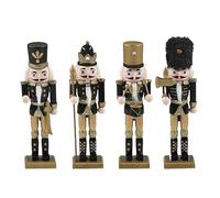 A2ZWORLD Kit de 4 cascanueces de Navidad de 18 cm, Regalos Navideños, cascanueces, 4 piezas de figuras diferentes, color negro