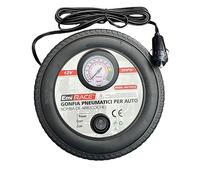 A2ZWORLD Mini compresor portátil para coche, inflador de neumáticos de coche, portátil, 12 V, profesional, bomba de aire con manómetro analógico, toma encendedor de cigarrillos, forma de goma, 18 x 18