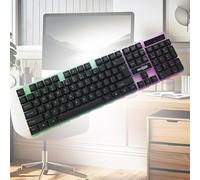 A2ZWORLD Teclado de membrana para gaming retro iluminado con colores RGB aleatorios, diseño italiano QWERTY con teclas silenciosas | Compatible con Windows y MacOS