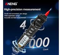 A3002 Multímetro digital Pluma 4000 cuentas Probador portátil Herramienta de continuidad de diodo de voltaje CA/CC con linterna retroiluminada para electricistas, técnicos (Negra)