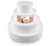A3995984 Juego de formas de tartas de poliestireno de 4 pisos, altura 5 cm, 10cm, 15cm, 20cm, 25 cm, poliestireno expandido, blanco, 25 x 15 cm