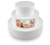 A3995993 Juego de Formas de Tartas de poliestireno de 3 Pisos, Altura 5 cm, 10 cm, 15 cm, 20 cm, Blanco, 20 x 15 cm