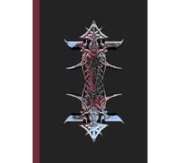 A4 Abstract printed Pin Stripes - Notebook: lined paper 106 pages - Cyan Red + White marble on Black