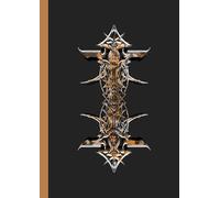 A4 Abstract printed Pin Stripes - Notebook: lined paper 106 pages - Steam Punk Rust + White on Black