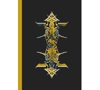 A4 Abstract printed Pin Stripes - Notebook - Psychedelic Gold Blue + White on Black: lined paper 106 pages