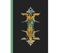 A4 Abstract printed Pin Stripes - Notebook - Psychedelic Gold Ice Blue + White on Black: lined paper 106 pages