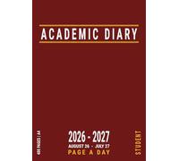A4 Academic Diary 2026-2027 Page A Day: UK University Student Planner with Times from August 26 to July 27 , Red