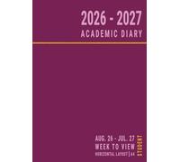 A4 Academic Diary 2026-2027 Week to View Horizontal: Pink , University Student Planner 26/27 UK Weekly , August to July