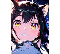 A4 Anime Catgirl Notizbuch: Softcover Animemotiv Notizheft mit 72 linierten Seiten