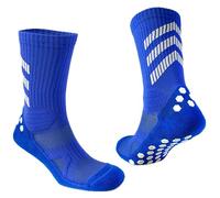 A4 ATHLETICS Grip Socks - Paquete de 2 calcetines antideslizantes para fútbol, antiampollas, acolchados, transpirables, para rugby, críquet, baloncesto, correr y yoga, azul, S
