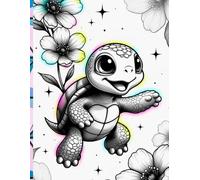 A4 Blank Notebook - Neon Energetic Baby Turtle Cover - Unlined Journal for Drawing, Sketching & Creative Writing: Large A4 Unlined Notebook with ... Sketching, Journaling, Notes & Creative Ideas
