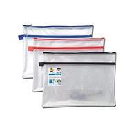 A4+ - Bolsa de bolsillo doble para la escuela, resistente al agua, con cremallera, 360 x 260 mm