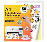 A4 Etiqueta Adhesiva 50 Hojas de Pegatinas Etiquetas Autoadhesivas de Envío Imprimir para Impresora de Inyección de Tinta y Impresora Láser (1 pegatinas por Hoja(Hojas)