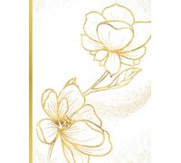 A4 Gold Floral Notebook - 130 Ruled 7mm Pages - Elegant White & Gold Botanical Journal: Premium Writing Book for School, Office & Journaling | Beautiful Gift for Women, Students & Professionals