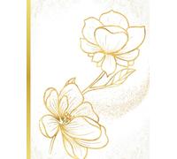 A4 Gold Floral Notebook - 130 Ruled 7mm Pages - Elegant White & Gold Botanical Journal: Premium Writing Book for School, Office & Journaling | Beautiful Gift for Women, Students & Professionals