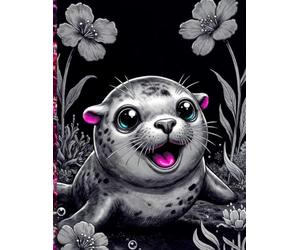 A4 Graph Paper Notebook - Neon Energetic Baby Seal Cover - Grid Journal for Math, School, Science & Notes: Large A4 Grid Notebook with Square Graph ... Drawing, Planning & Technical Work