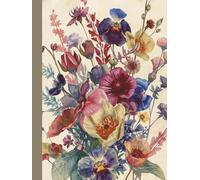 A4 Hardcover Notebook Plain Paper | Floral: Unlined Blank | 200 Numbered White Pages