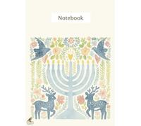 A4 Jewish Notebook - 120 Cream Pages, College Ruled, Watercolor Menorah Journal with Doves and Deer, Hanukkah Floral Design, Hebrew Gift for Kids, Teens, Adults - Sparrow Paper Co.