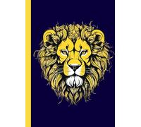A4 Notebook - Golden Lion on Navy Blue: lined paper 106 pages