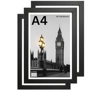 A4 Photo Frame, Black, Pack of 3, Picture Frame, Certificate, Art Print Poster, 21cm x 29.7cm, Black Frames, A4 Photo Collage Gallery Display