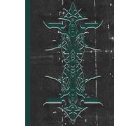 A4 Pin Stripes - Notebook: lined paper 106 pages - Green & Black on Black Abstract background