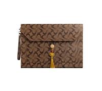 A4 Portadocumentos de Cuero,Bolsa de Documentos,Organizador de Documentos,Paquete de Archivo de Negocios,Maletín,Portafolio,Bolsa Para Guardar Documentos,Impermeable, Unisex (Marrón Oscuro, B)