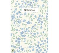 A4 Softcover Notebook - Blue Floral Design, 160 Lined Pages, Elegant Journal for Writing, School, or Office: Beautiful, Pretty, Flowers