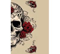 A4 - Tattoo skull & Roses 1 wraparound - Notebook: lined paper 106 pages