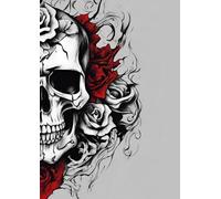 A4 - Tattoo skull & Roses 5 wraparound - Notebook: lined paper 106 pages