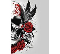 A4 - Tattoo skull & Roses 6 wraparound - Notebook: lined paper 106 pages