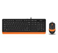 A4 TECH F1010 Q - Teclado USB turco FN-Multimedia y ratón óptico 1600 DPI negro/naranja