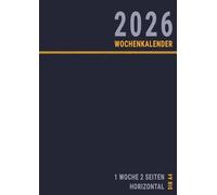 A4 Wochenkalender 2026: Deutsch , 1 Woche 2 Seiten Horizontal mit uhrzeit für Büro , Groß , Blau