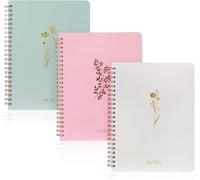 A5 3 Unidades de Cuadernos Espirales Estéticos para Mujeres, Cuadernos de Tapa Dura de Estilo Colegial, Cuadernos Rayados de Diario Bonitos con Bolsa Grande y Hojas Rayadas, 3 Color Minimalista