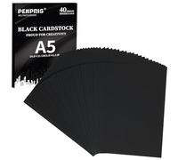 A5 300gsm de cartulina negra 40 unidades cartulina - Cubierta de papel de cartón, cartulina, papel pesado, papel grueso para hacer tarjetas DIY, invitaciones, postales, tarjetas de visita PAC01BK040