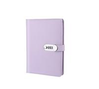 A5 A6 90Pages Password Book with Lock Diary Binder Refillable Paper with Pen Card Slot Leather Notebook Journal Student Notepad Diario bloqueable(A5 Purple)