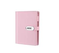 A5 A6 90Pages Password Book with Lock Diary Binder Refillable Paper with Pen Card Slot Leather Notebook Journal Student Notepad Diario bloqueable(A5 Pink)