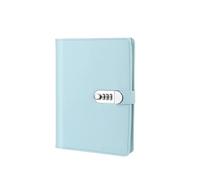 A5 A6 90Pages Password Book with Lock Diary Binder Refillable Paper with Pen Card Slot Leather Notebook Journal Student Notepad Diario bloqueable(A5 Blue)