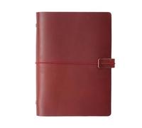 A5 A6 A7 Handmade Vintage Leather Cowhide Loose-leaf Notebook Ledger Travel Book Pocket Para escribir y tomar notas(A5-red)