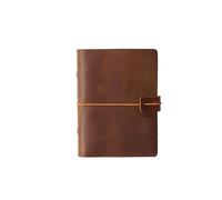 A5 A6 A7 Handmade Vintage Leather Cowhide Loose-leaf Notebook Ledger Travel Book Pocket Para escribir y tomar notas(A7-brown)
