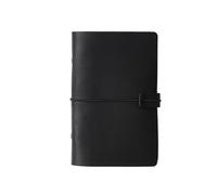 A5 A6 A7 Handmade Vintage Leather Cowhide Loose-leaf Notebook Ledger Travel Book Pocket Para escribir y tomar notas(A6-black)