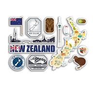 A5 Hoja de pegatinas de vinilo de Nueva Zelanda - Monumentos de Mapa Cultura País Bandera de vacaciones Viajes #78489