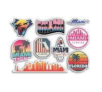 A5 Hoja de pegatinas de vinilo Miami - Florida City America USA Stamp Surf Holiday Travel #78494