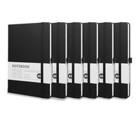 A5 Lined Notebook, 6 Pack Journal Notebook 200 Pages 100 GSM Journal Notebook with Lined Pages, Pages Hardback Ruled Journal Notebook for Writing,and Writing & Note, Study, Planning, Diary (Black)
