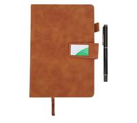 A5 Notebook PU Leather Cover Elegant Ruled Paper Journal with Ribbon Bookmark Smooth Writing Thick Paper Ink Proof Includes Gift Box and Pen for Office Travel School Work (Cuaderno Marrón con Caja)