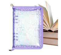 A5 Refillable Card Binder 20 Pages Clear Star Zippered Planner Book | Sticker Organizer for School Office Meeting Reading Health Mental Study Tasks Home Cleaning Exercise