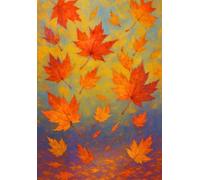 A5 size (5.8 x 8.3 in) 100 page lined notebook - Falling autumn leaves