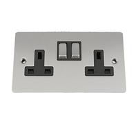 A5 SOC2GSFBS - 13 a 2 elementos socket doble enchufe de pared con inserto negro mate - cromo mate satinado